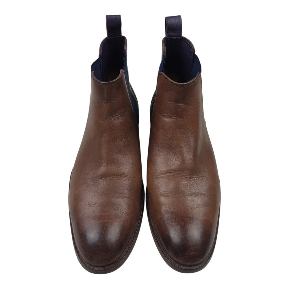 Ted Baker Camroon 4 Chelsea Boots US 10 Brown Leather Paisley Gusset Dress Shoes